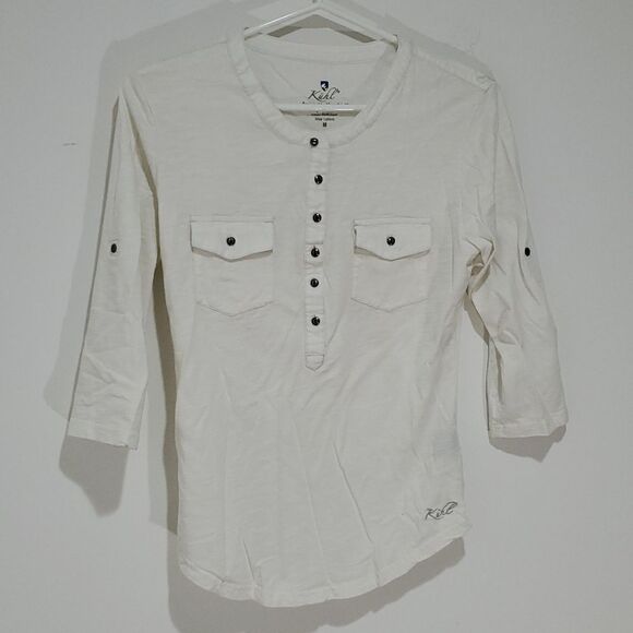KUHL medium white button down  long sleeve shirt - Picture 1 of 8